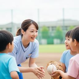地域交流会で子どもたちと話すチームスタッフ真澄 Matsuzaka
